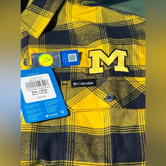 Medium $65 Michigan Wolverines Columbia Collegiate Flare Gun Flannel LS NCAA - Picture 2 of 9